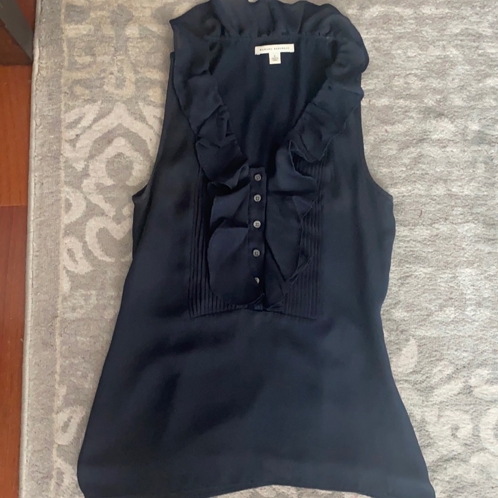 Banana Republic Navy Ruffle Tank